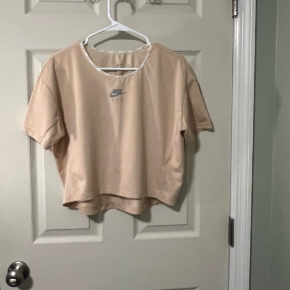 Nike Women's Beige Mesh Short Sleeve Crop Running Tee